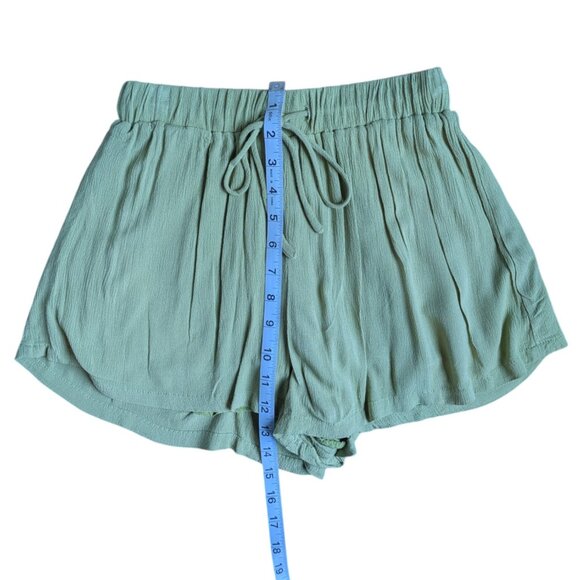 White Fox Boutique Light Green Flowy Summer Shorts with Draw String Women S - Picture 4 of 8